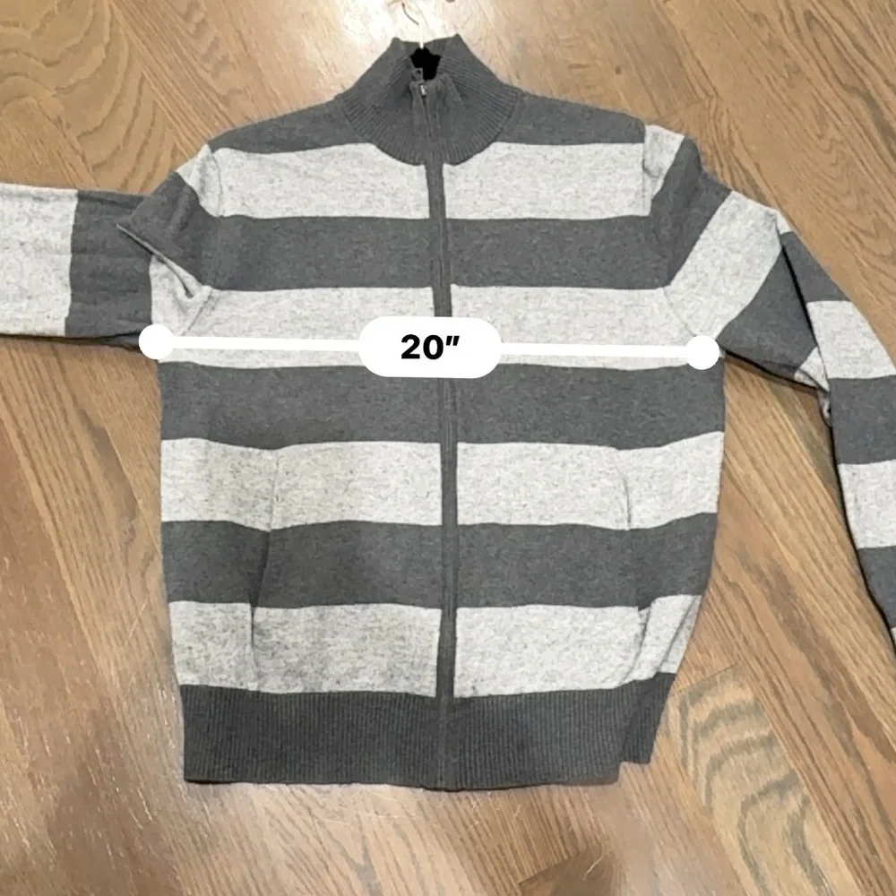 Banana Republic Men’s Medium Striped Zip Up Cardigan Sweater M cotton cashmere